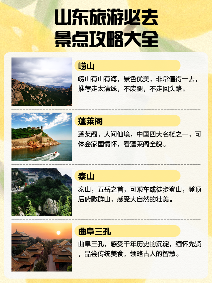 山東旅游景點一覽，美景盡收眼底，山東美景一覽，景點大全與盡收眼底之旅